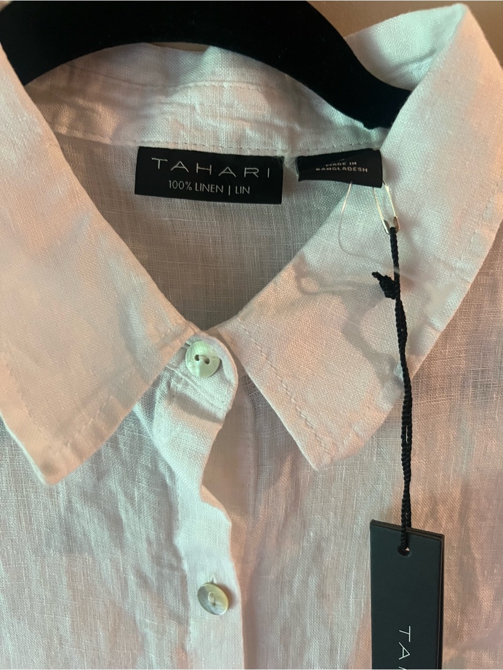 Tahari White Linen Button-Down Women's Shirt - Picture 2 of 3